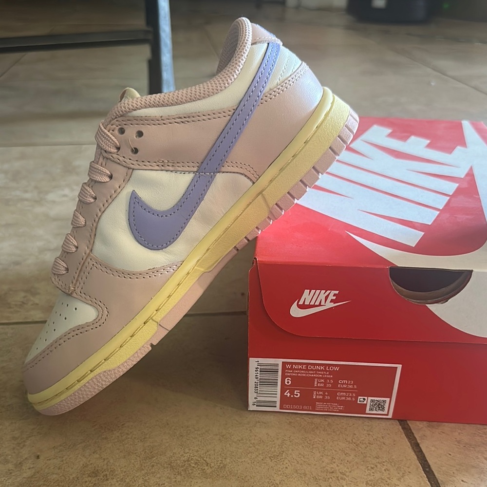 Nike Dunk Low Sneakers - Purple and Cream